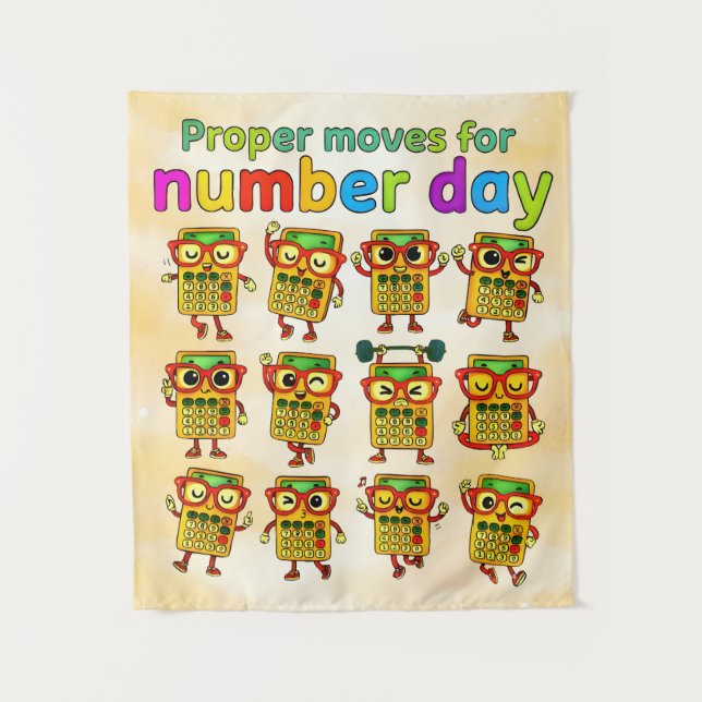 Tenture Proper Moves for Number Day Cute Maths Poster (Devant)