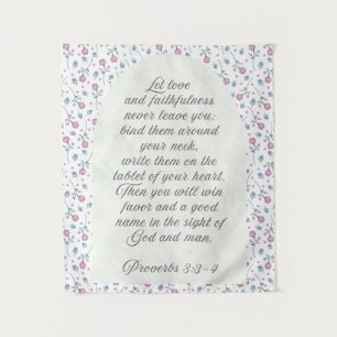 Tenture Proverbes 3:3–4 Écriture florale