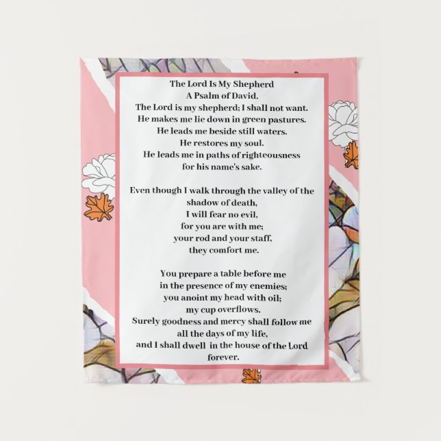 Tenture Psalm 23 floral artistic art (Devant)