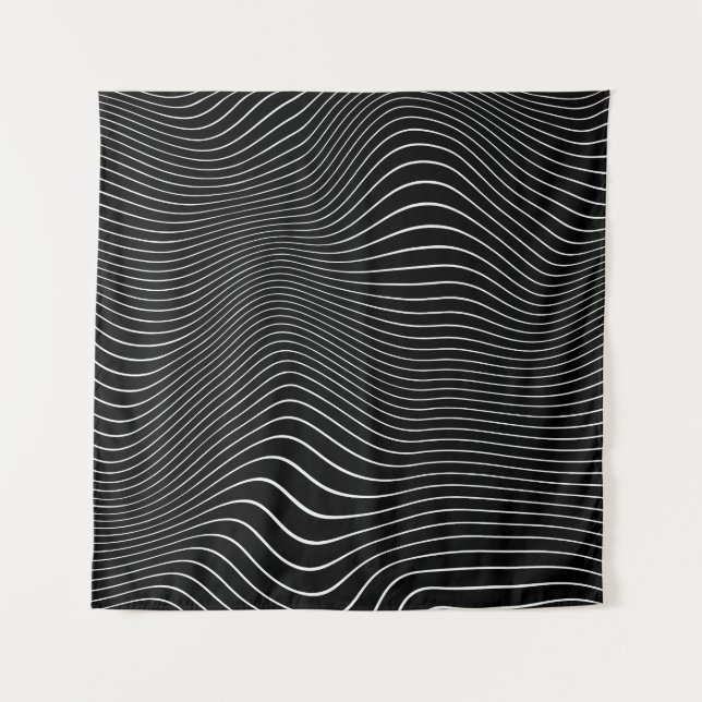 Tenture Psychedelic Wavy : Arrière - plan noir blanc (Devant)