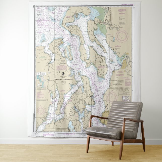 Tenture Puget Sound-Northern Part Graphique nautique 18441 (En situation)