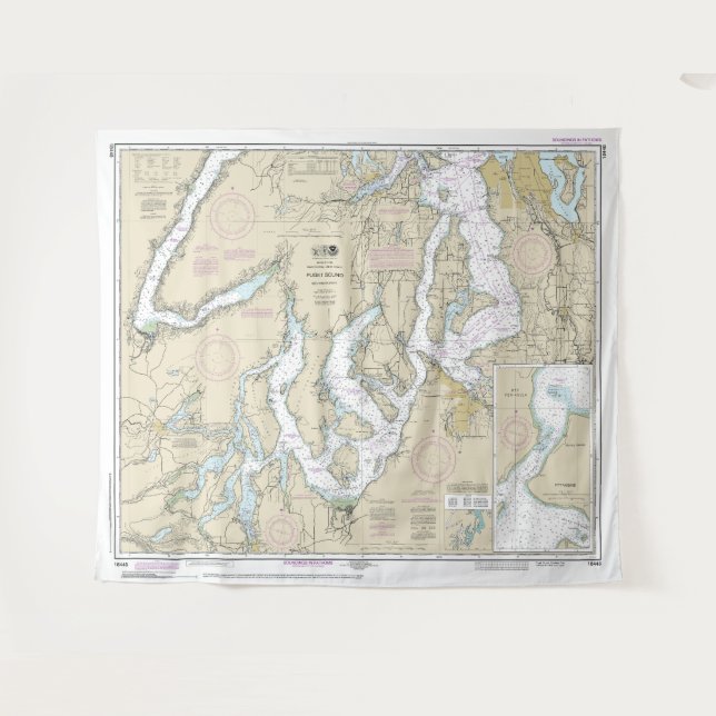 Tenture Puget Sound Partie sud Graphique nautique 18448 (Devant (Horizontal))