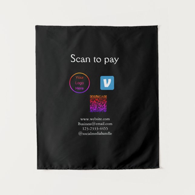 Tenture Q R code venmo scanner pour payer ajouter le logo  (Devant)