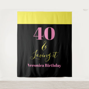 Tenture Quarante et l'aimer 40e anniversaire Jaune Noir
