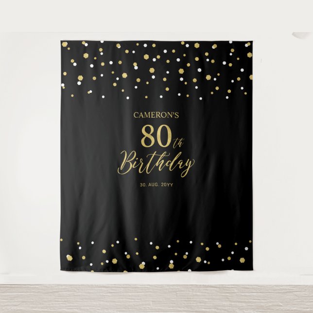 Tenture Quatre-vingts | Gold & Black 80th Birthday Party B (Devant)