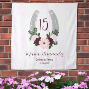 Tenture Quinceanera Floral Western Horseshoe