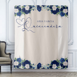 Tenture Quinceanera Royal Rose Bleu Floral fond