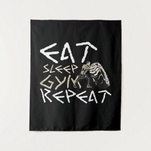 Tenture Quota Eat Sleep Gym Repeat Funny