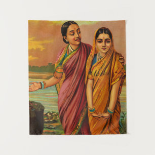 Tenture Radha, déesse de l'amour par Raja Ravi Varma