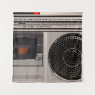 Tenture Radiocassette radio stéréo portable rétro obsolète