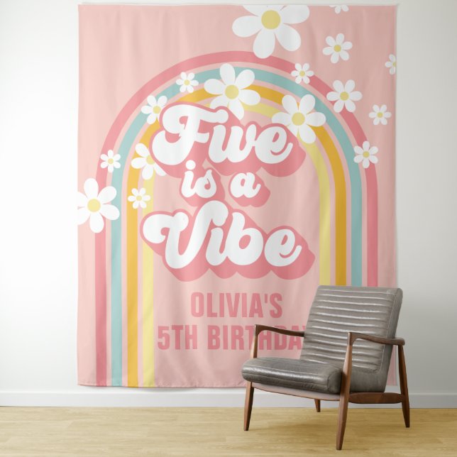 Tenture Rainbow Retro Five est un Vibe Super 5e anniversai (En situation)