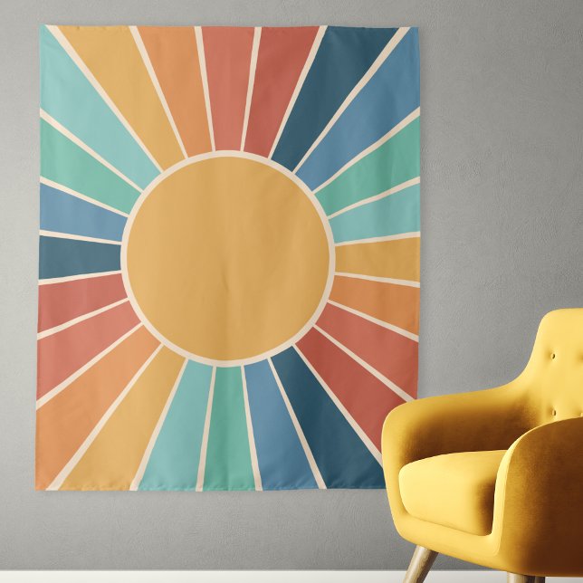 Tenture Rainbow Starburst Super Rétro Hippie 60s Boho (Rainbow Starburst Groovy Retro Hippie 60s Boho Tapestry wall hanging party backdrop dorm room decor)