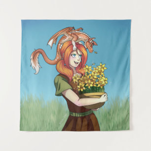 Tenture Rassembler les fleurs avec un dragon