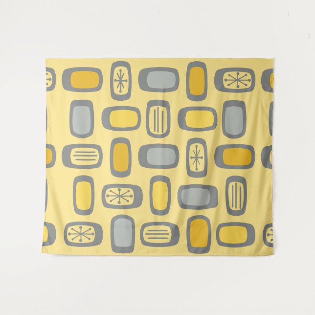 Tenture Rectangles arrondis de milieu de siècle MCM jaune  (Devant (Horizontal))
