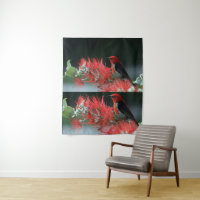 Red Bird on Green Branch Wall Art - frappant