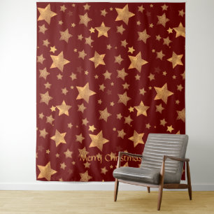 Tenture Red Gold Star Elegant Vintage Joyeux Noël
