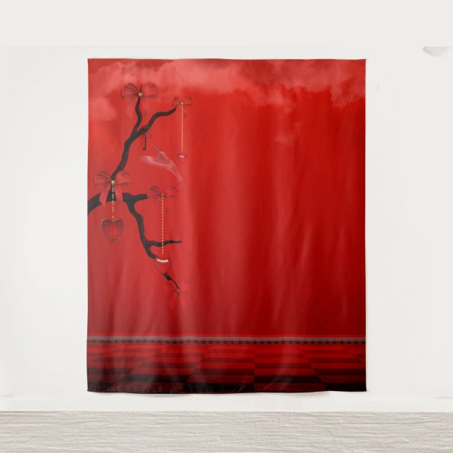 Tenture Red Heart Valentine's Day Photo ContexteTapestry (Devant)