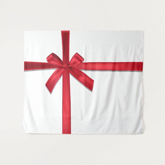Tenture Red Satin Ribbon Bow Fête de Noël (Devant (Horizontal))