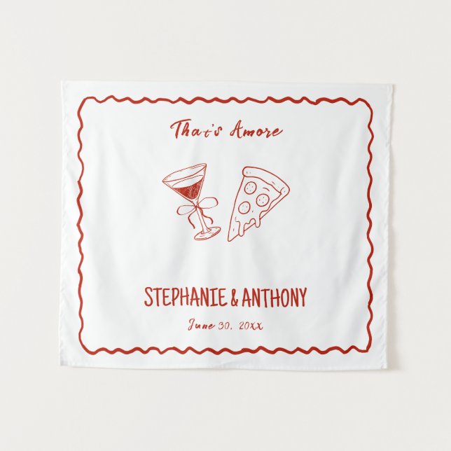 Tenture Red Whimsical Frame That's Amore Italian Wedding (Devant (Horizontal))