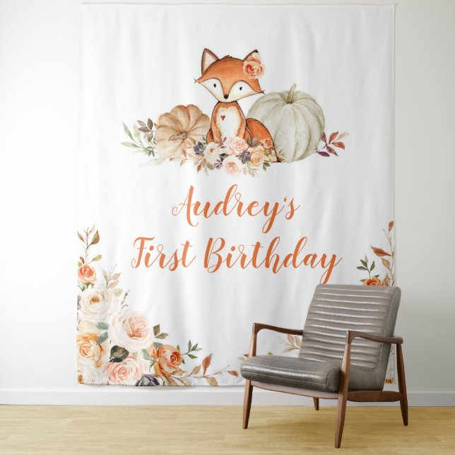 Tenture Renard d'automne Elle est un Wild Un Anniversaire  (En situation)