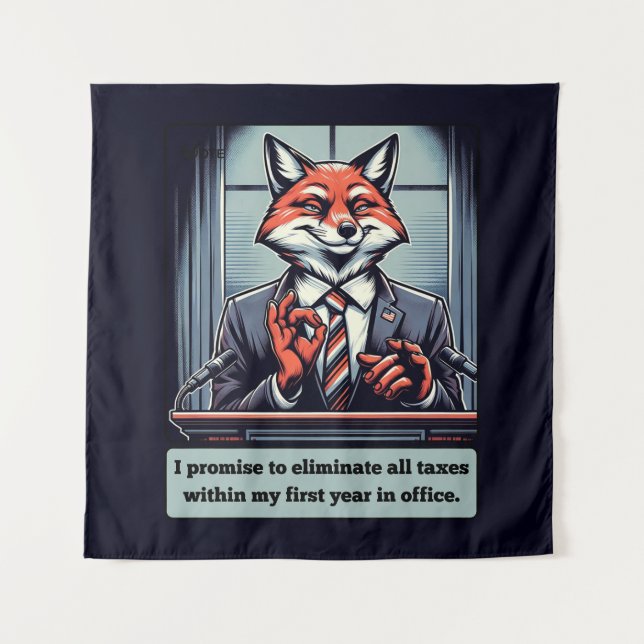 Tenture Renard présidentiel - Drôle animal de satire polit (Devant)