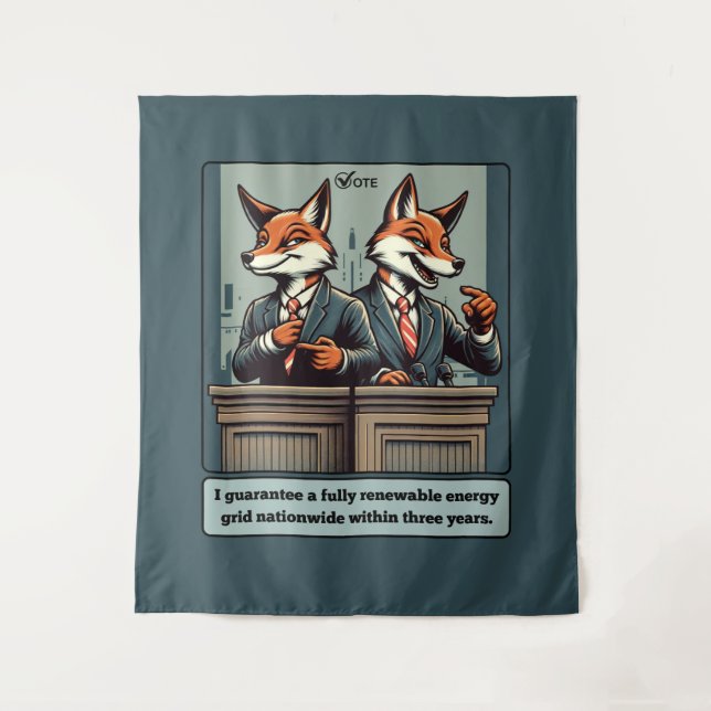 Tenture Renard présidentiel - Drôle animal de satire polit (Devant)