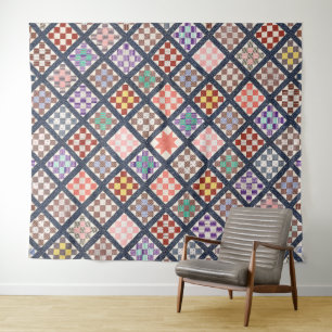Tenture Reproduction d'un quilt vintage de 1886