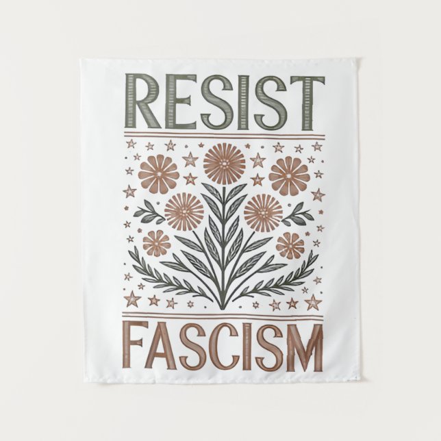 Tenture Résister au fascisme Floral Transgenre LGBTQ Anti- (Devant)