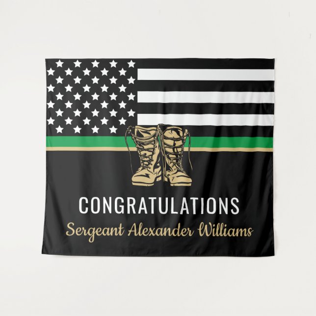 Tenture Retraite militaire Mince Ligne verte (Devant (Horizontal))