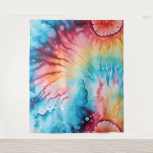 Tenture Retro 1960 Rainbow Tie Dye Style Tapestry