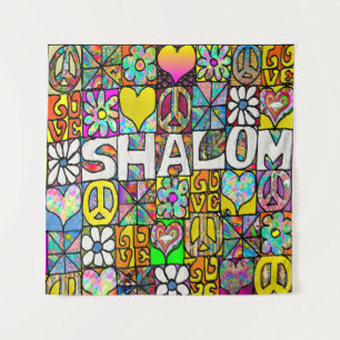 Tenture Retro 60s Psychedelic Shalom LOVE