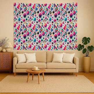 Tenture Retro 90s Memphis Geometric Neon Bold Wall Tapestr