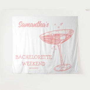Tenture Retro Bachelorette Party Backdrop Cocktail rose