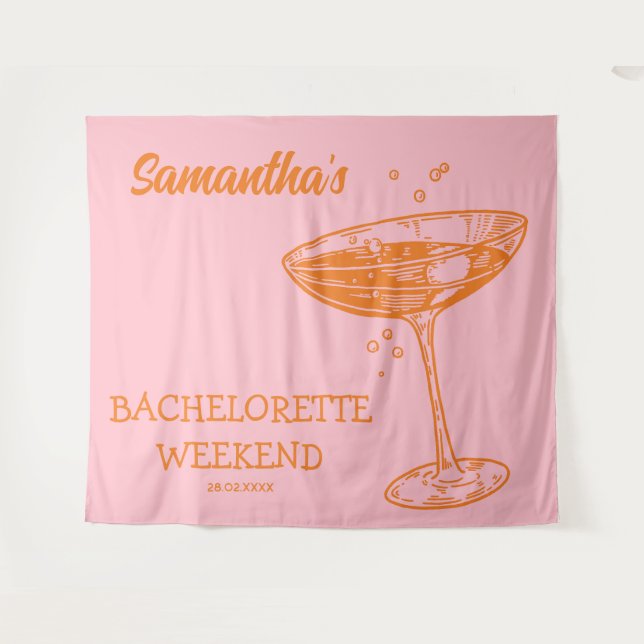 Tenture Retro Bachelorette Party Contexte Cocktail moderne (Devant (Horizontal))