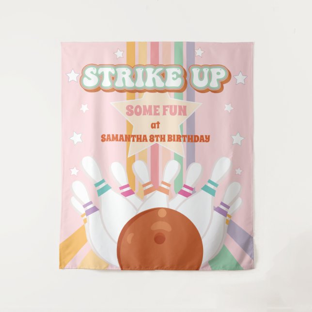 Tenture Retro Bowling anniversaire de enfant Party (Devant)