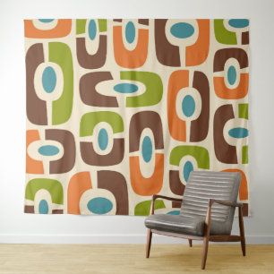 Tenture Retro Mid-Century moderne Cosmique Abstrait Motif