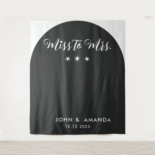 Tenture Retro Miss to Mrs Fête de Mariage Noir Bohème Mode (Devant)