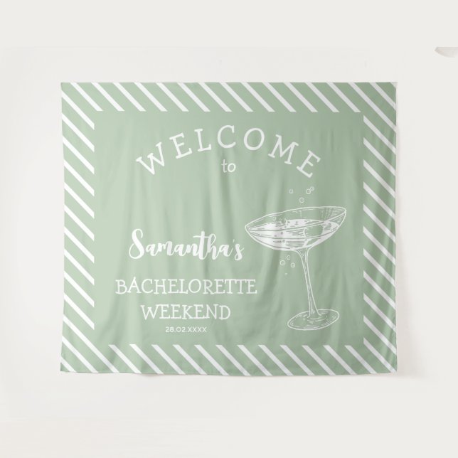 Tenture Retro Moderne verte Bachelorette (Devant (Horizontal))