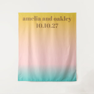 Tenture Retro Pastel Gradient Boho Mariage personnalisé fo
