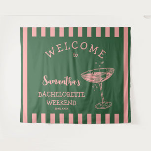 Tenture Retro Stripes Bachelorette Party Backdrop Cocktail
