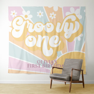 Tenture Retro Sunshine Groovy Un Anniversaire Pastel Daisy