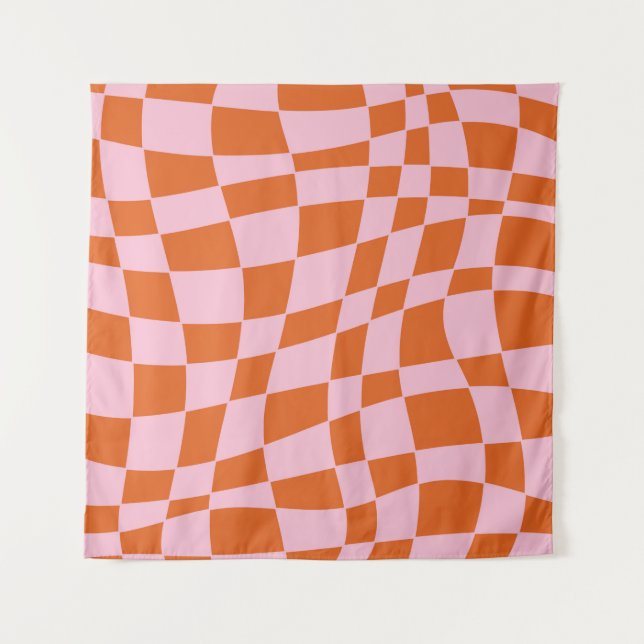 Tenture Retro Super Wavy Psychedelic Checkerboard Vérifier (Devant)