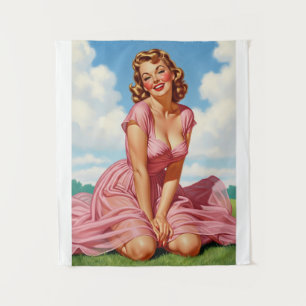 Tenture Retro Vieux Hollywood Glamor Blonde Femme Pin-up A