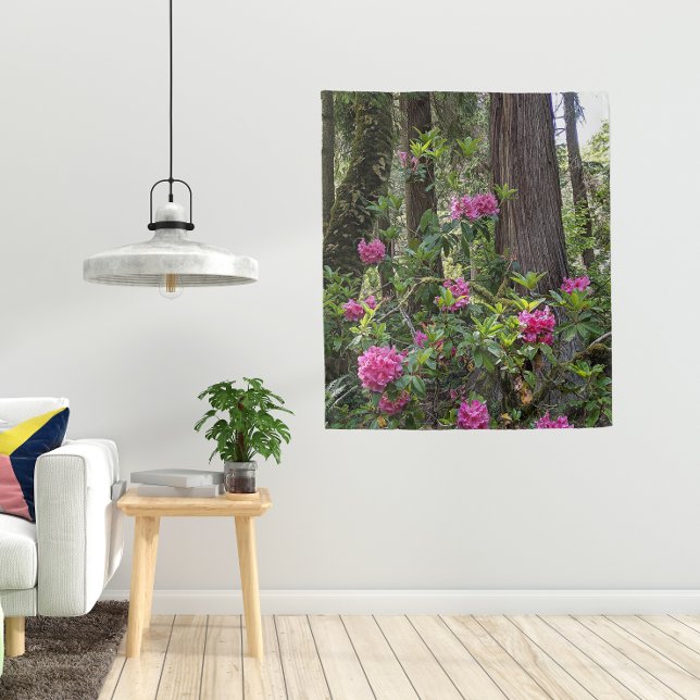 Tenture Rhododendrons roses dans une forêt florale (Créateur téléchargé)