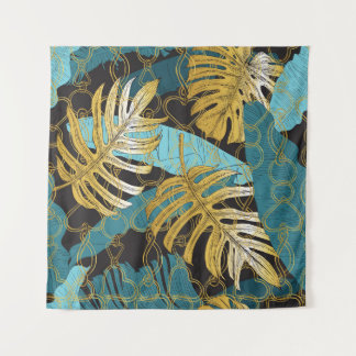 Tenture Rideau de chaîne d'or, feuilles tropicaux.