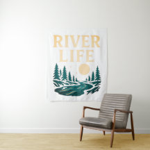 River Is Life Tapestry - Nature Inspiré