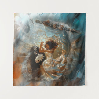 Tenture Robe d'argent Priestess Occult Dark Witchk AI Art