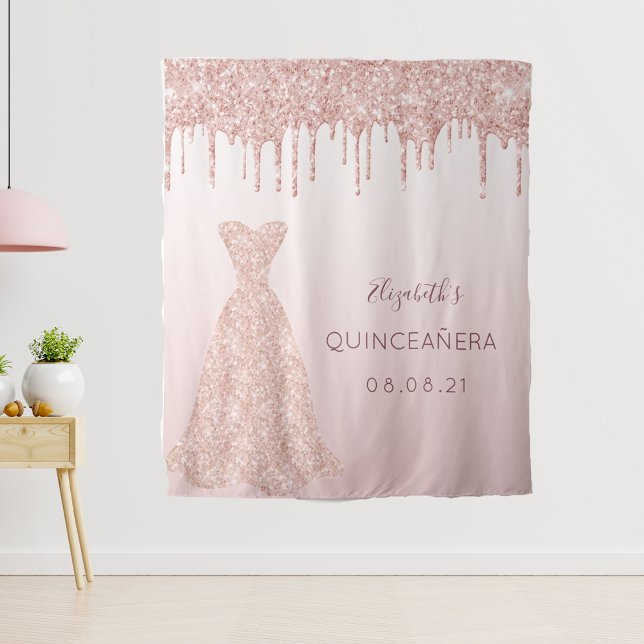 Tenture Robe rose gold rose pour Quinceanera (Créateur téléchargé)
