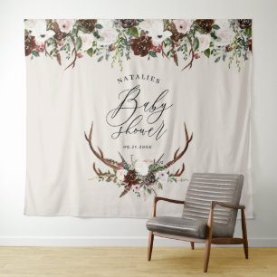 Tenture Robe rustique baby shower floral