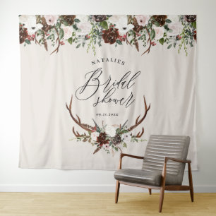 Tenture Robe rustique burgundy fleurie douche élégante